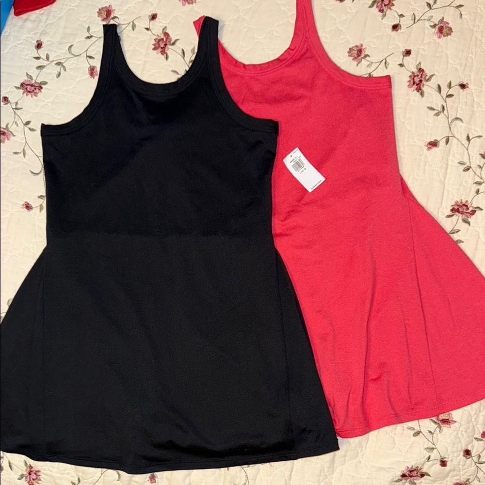 Old Navy Pink / black. Sleeveless Dress - attached shorts